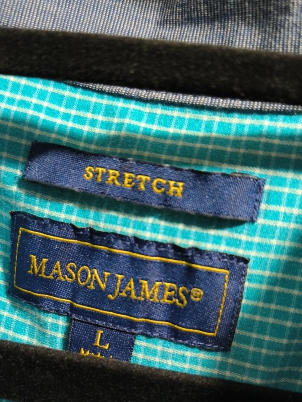 madison james Turquoise Micro-Check Button-Down Shirt - Picture 2 of 3